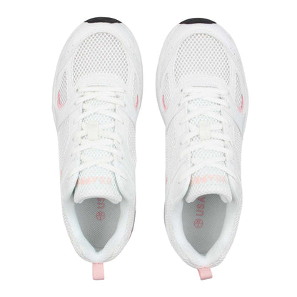 White-Pink - Side - USA Pro Womens-Ladies Pro Mira Synthetic Leather Trainers