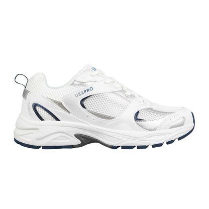 White-Navy - Front - USA Pro Womens-Ladies Pro Mira Synthetic Leather Trainers