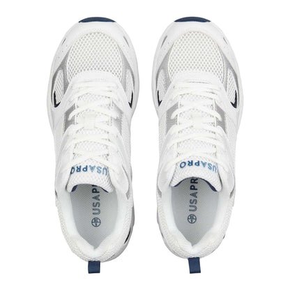 White-Navy - Side - USA Pro Womens-Ladies Pro Mira Synthetic Leather Trainers