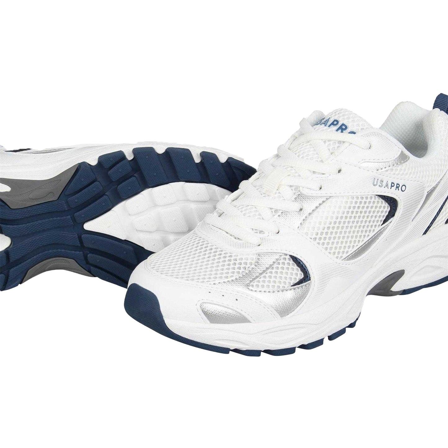 White-Navy - Lifestyle - USA Pro Womens-Ladies Pro Mira Synthetic Leather Trainers