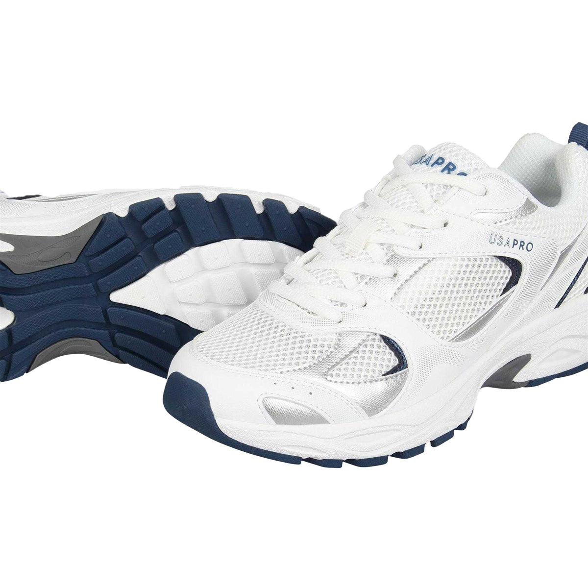 White-Navy - Lifestyle - USA Pro Womens-Ladies Pro Mira Synthetic Leather Trainers