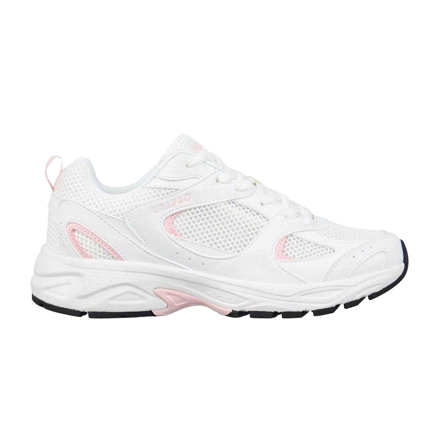 White-Pink - Front - USA Pro Womens-Ladies Pro Mira Synthetic Leather Trainers