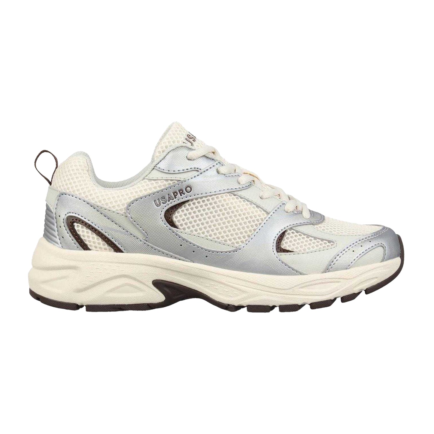 Camel-Silver - Front - USA Pro Womens-Ladies Pro Mira Synthetic Leather Trainers