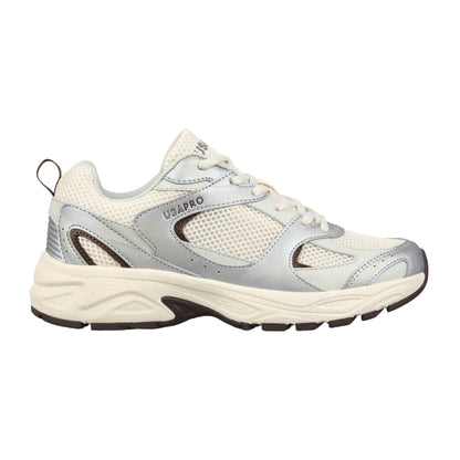 Camel-Silver - Front - USA Pro Womens-Ladies Pro Mira Synthetic Leather Trainers