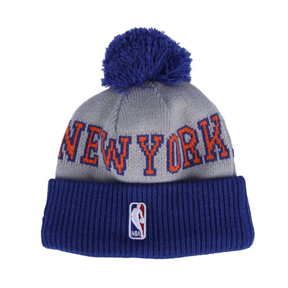Blue-Grey-Red - Back - New Era Mens NBA Tip Off 2023 New York Knicks Knitted Bobble Beanie