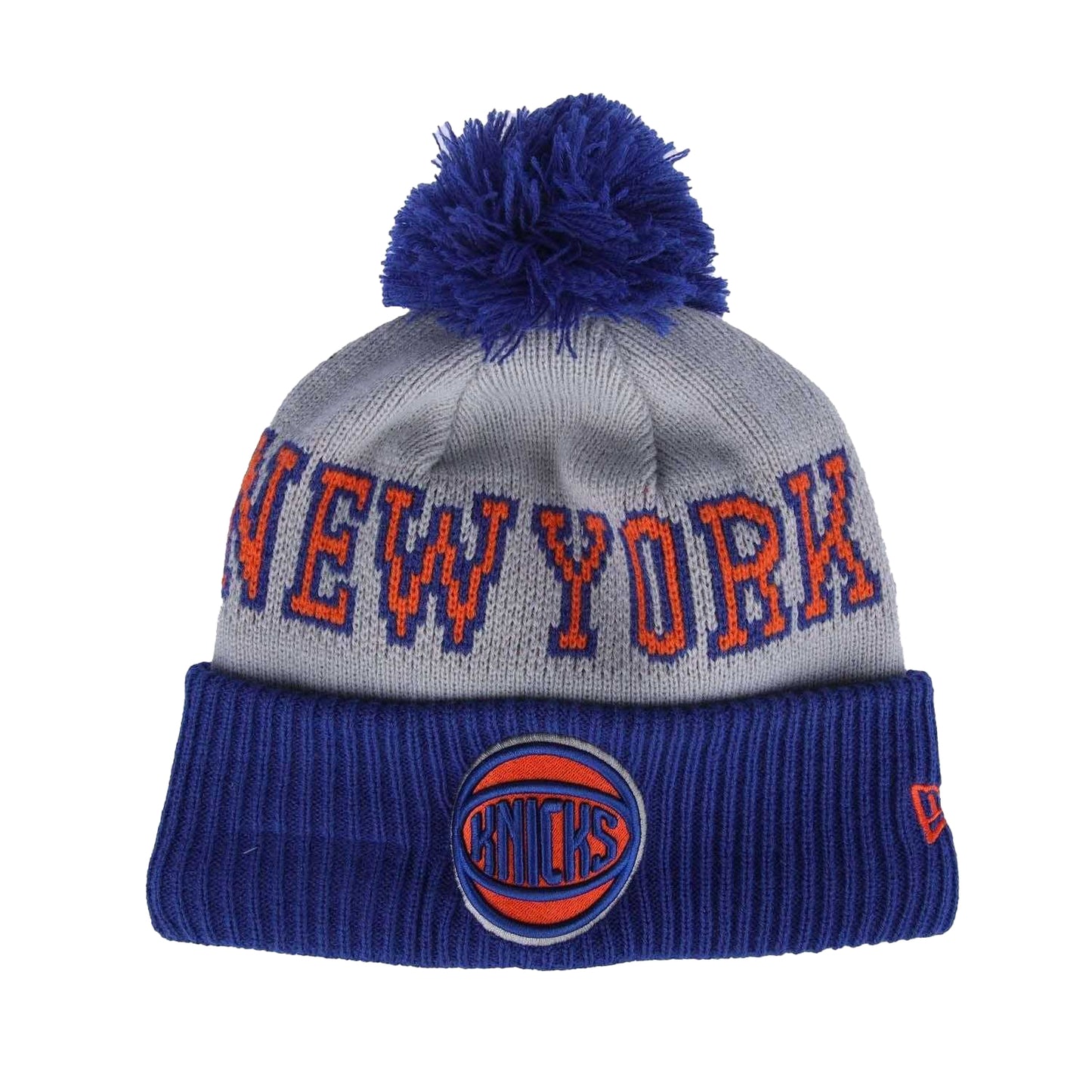 Blue-Grey-Red - Front - New Era Mens NBA Tip Off 2023 New York Knicks Knitted Bobble Beanie