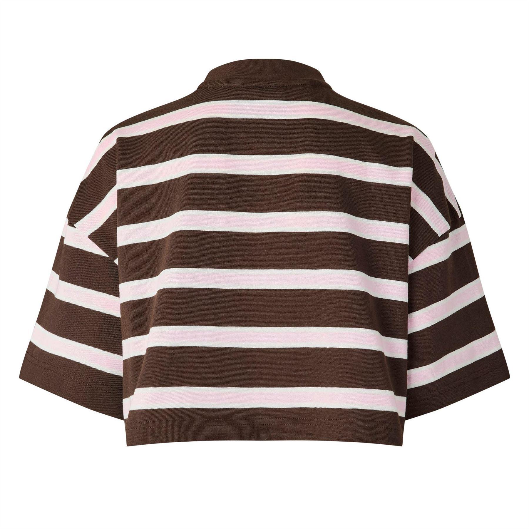 Chocolate - Back - WRSTBHVR Womens-Ladies Seth Striped Crop T-Shirt