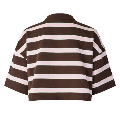 Chocolate - Back - WRSTBHVR Womens-Ladies Seth Striped Crop T-Shirt