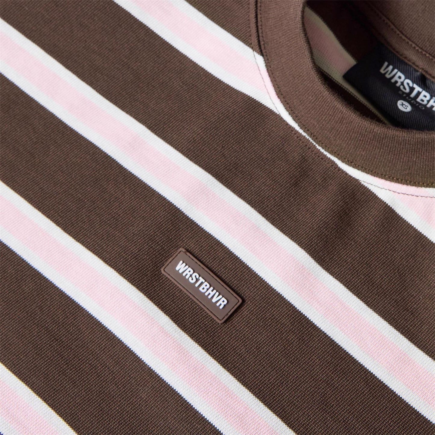 Chocolate - Side - WRSTBHVR Womens-Ladies Seth Striped Crop T-Shirt