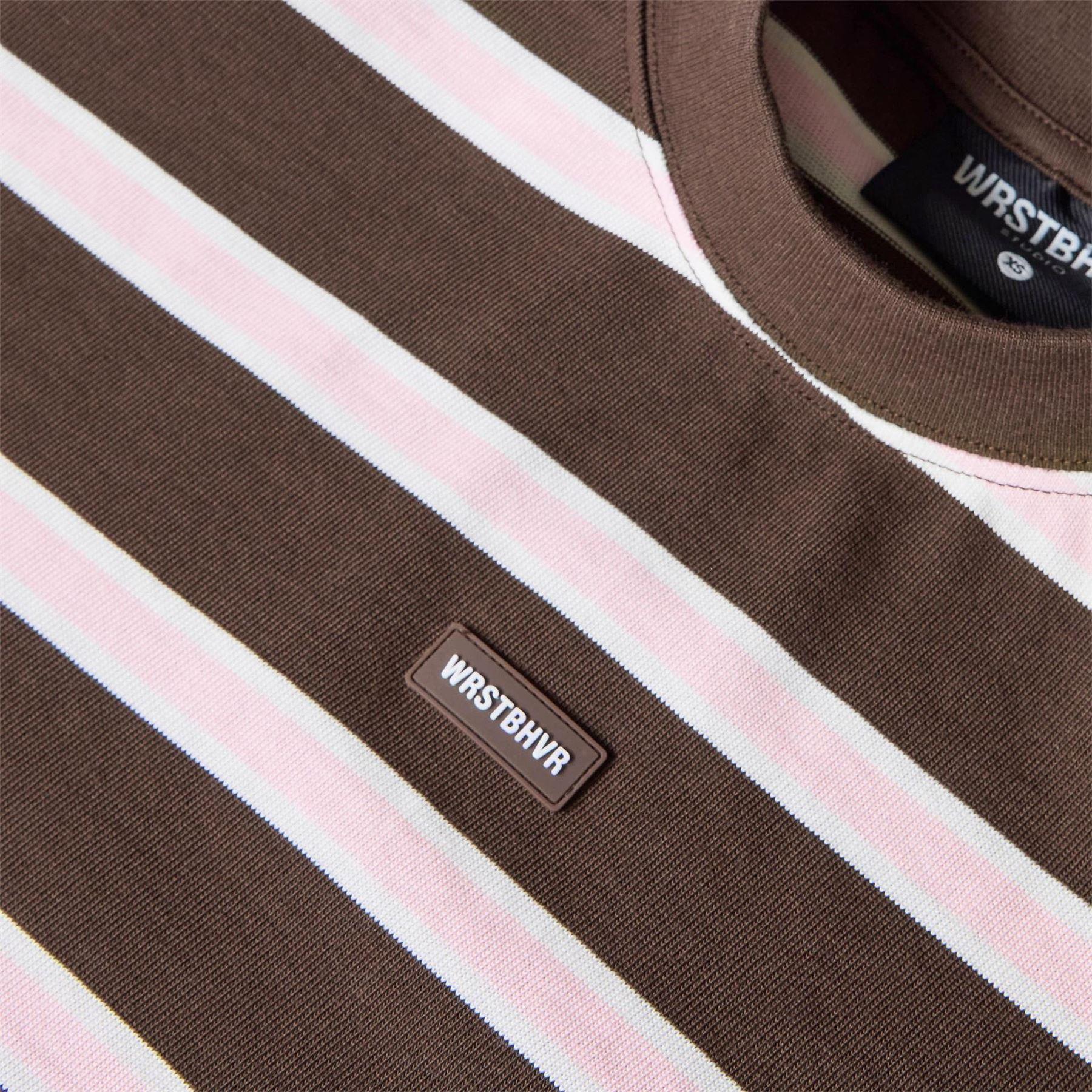 Chocolate - Side - WRSTBHVR Womens-Ladies Seth Striped Crop T-Shirt