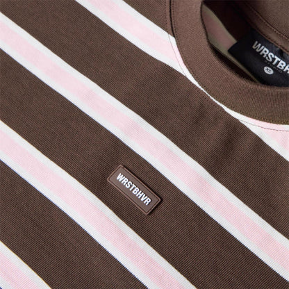 Chocolate - Side - WRSTBHVR Womens-Ladies Seth Striped Crop T-Shirt