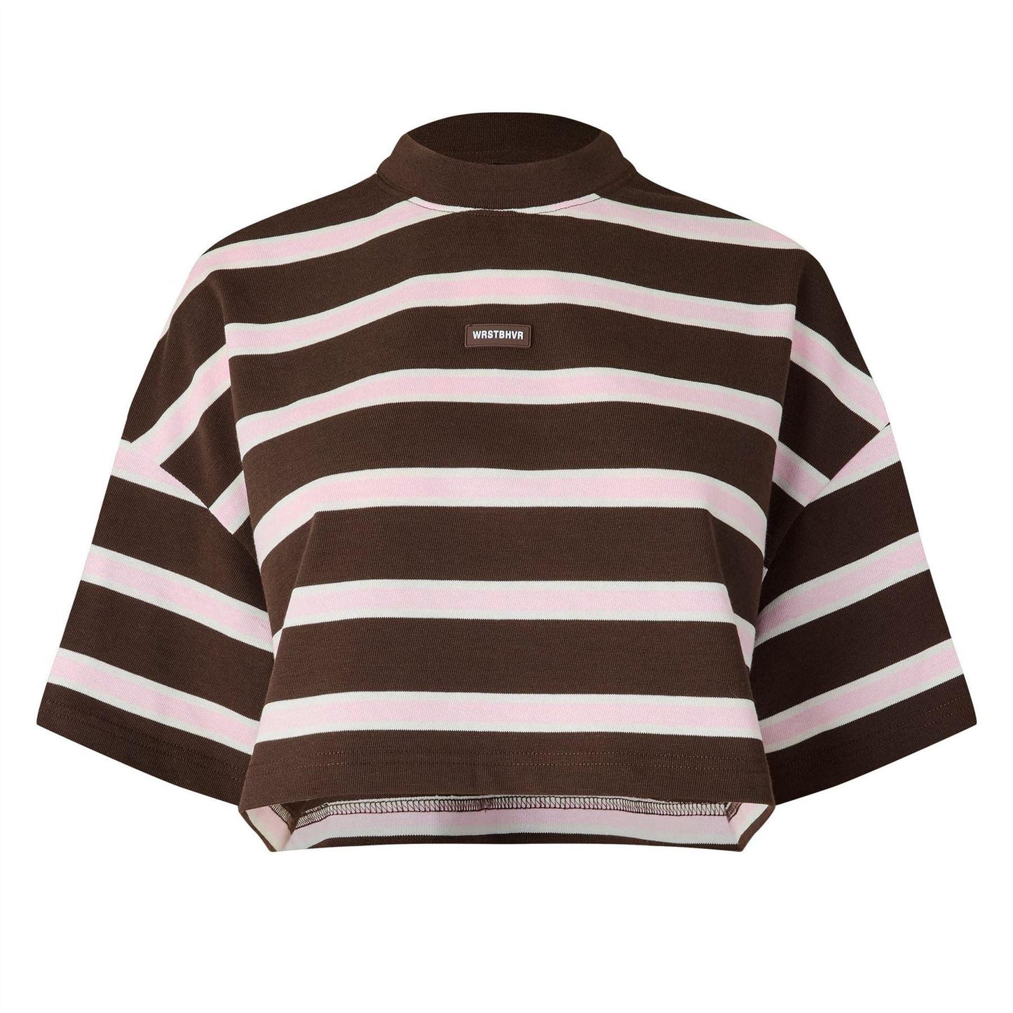 Chocolate - Front - WRSTBHVR Womens-Ladies Seth Striped Crop T-Shirt