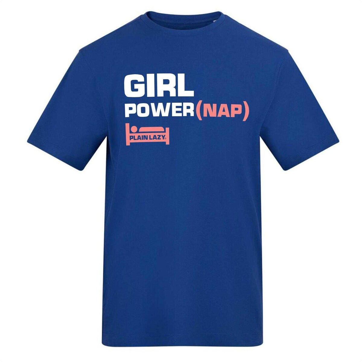 Blue - Front - Plain Lazy Womens-Ladies Girl Power Printed T-Shirt