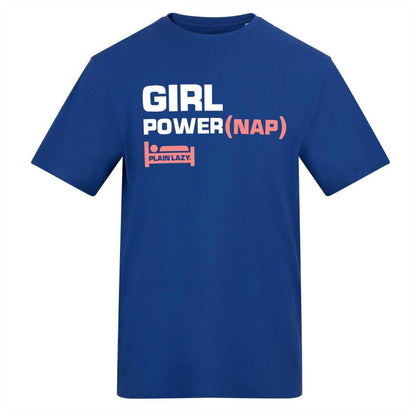 Blue - Front - Plain Lazy Womens-Ladies Girl Power Printed T-Shirt