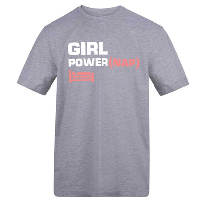 Grey - Front - Plain Lazy Womens-Ladies Girl Power Printed T-Shirt