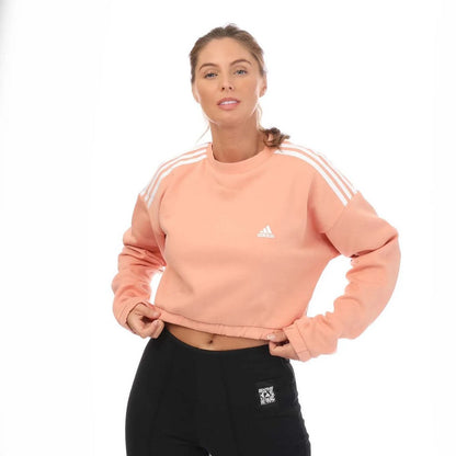 Blush - Side - Adidas Womens-Ladies Hyperglam Crew Neck Crop Sweatshirt