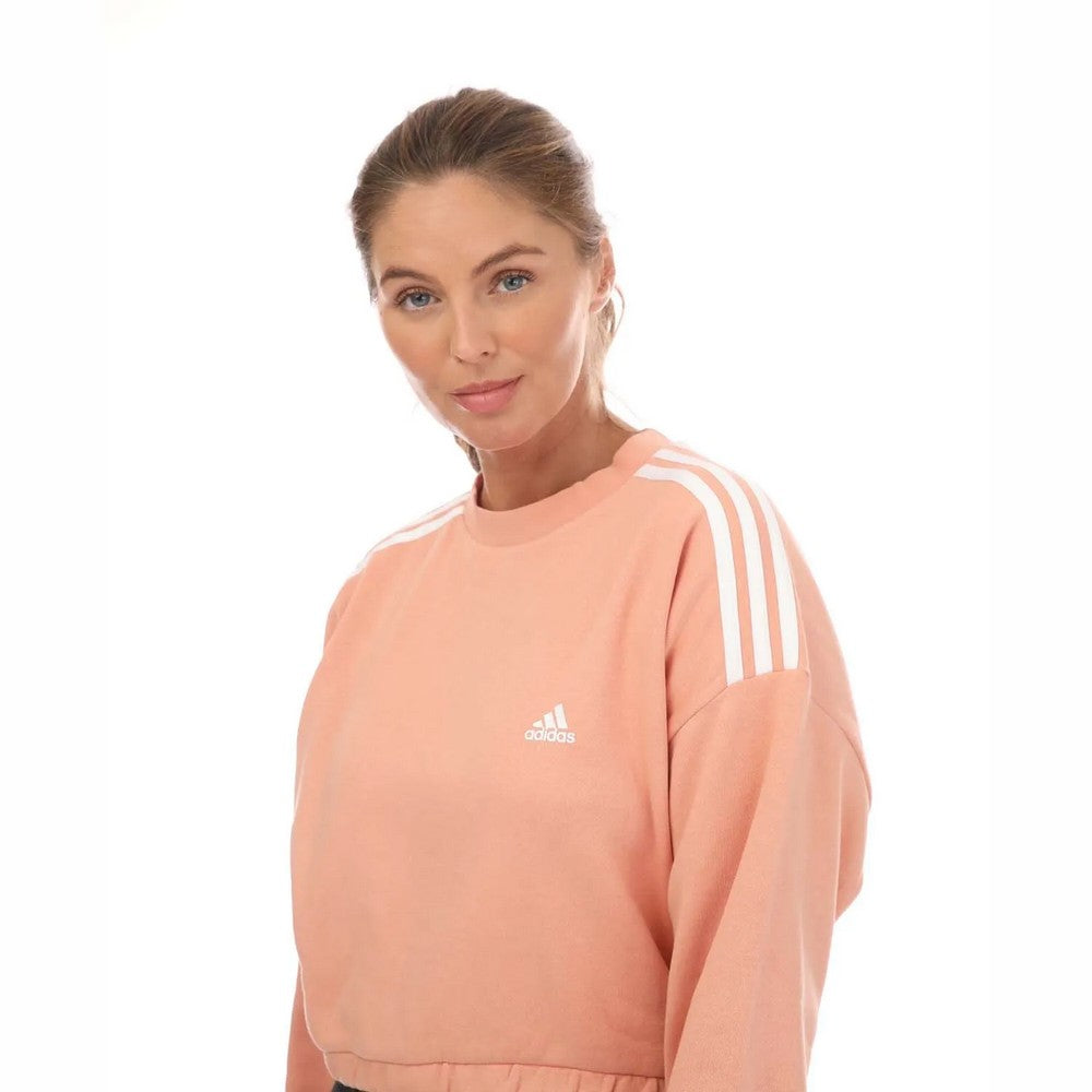 Blush - Back - Adidas Womens-Ladies Hyperglam Crew Neck Crop Sweatshirt