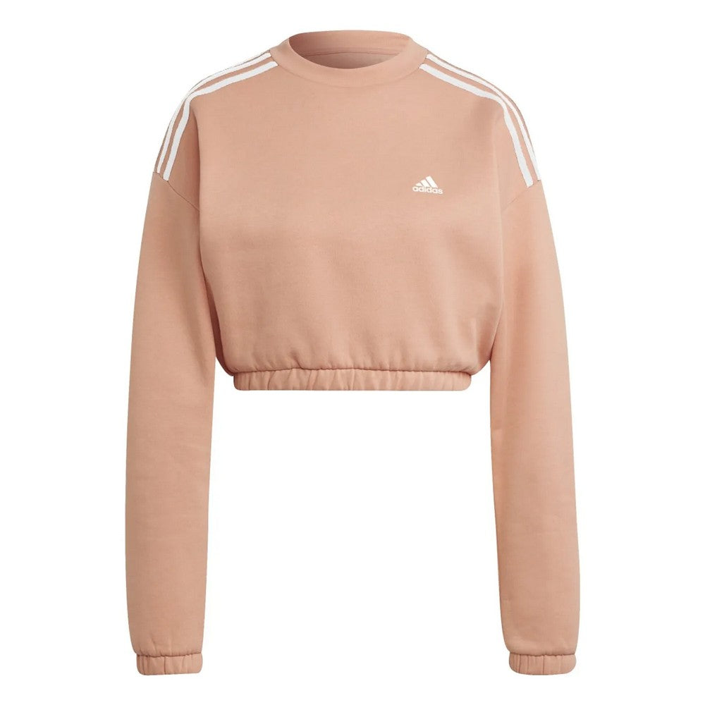 Blush - Front - Adidas Womens-Ladies Hyperglam Crew Neck Crop Sweatshirt