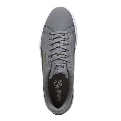 Grey-Black-White - Side - Puma Mens Smash 3.0 Synthetic Nubuck Low Flat Trainers