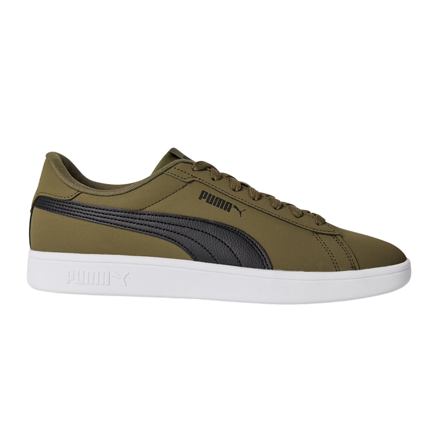 Green-Black - Front - Puma Mens Smash 3.0 Synthetic Nubuck Low Flat Trainers