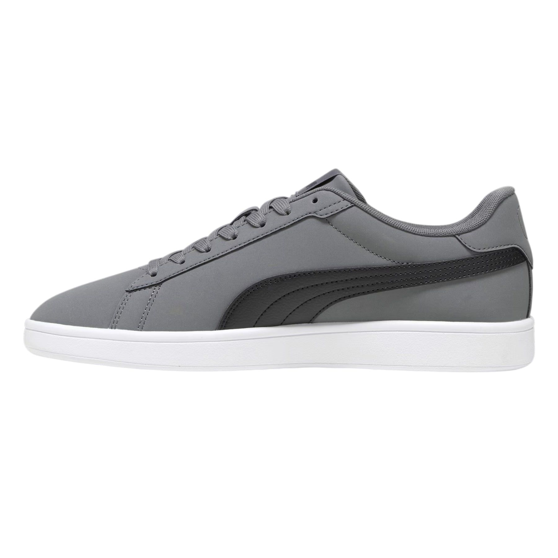 Grey-Black-White - Back - Puma Mens Smash 3.0 Synthetic Nubuck Low Flat Trainers