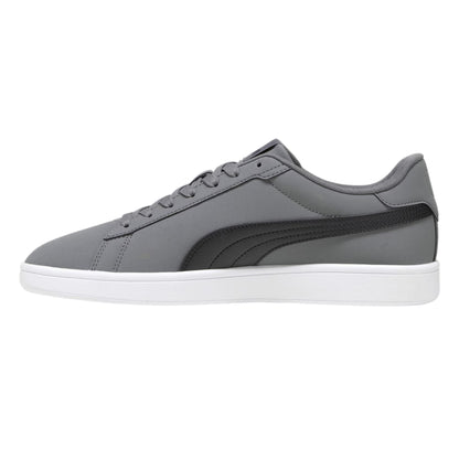 Grey-Black-White - Back - Puma Mens Smash 3.0 Synthetic Nubuck Low Flat Trainers