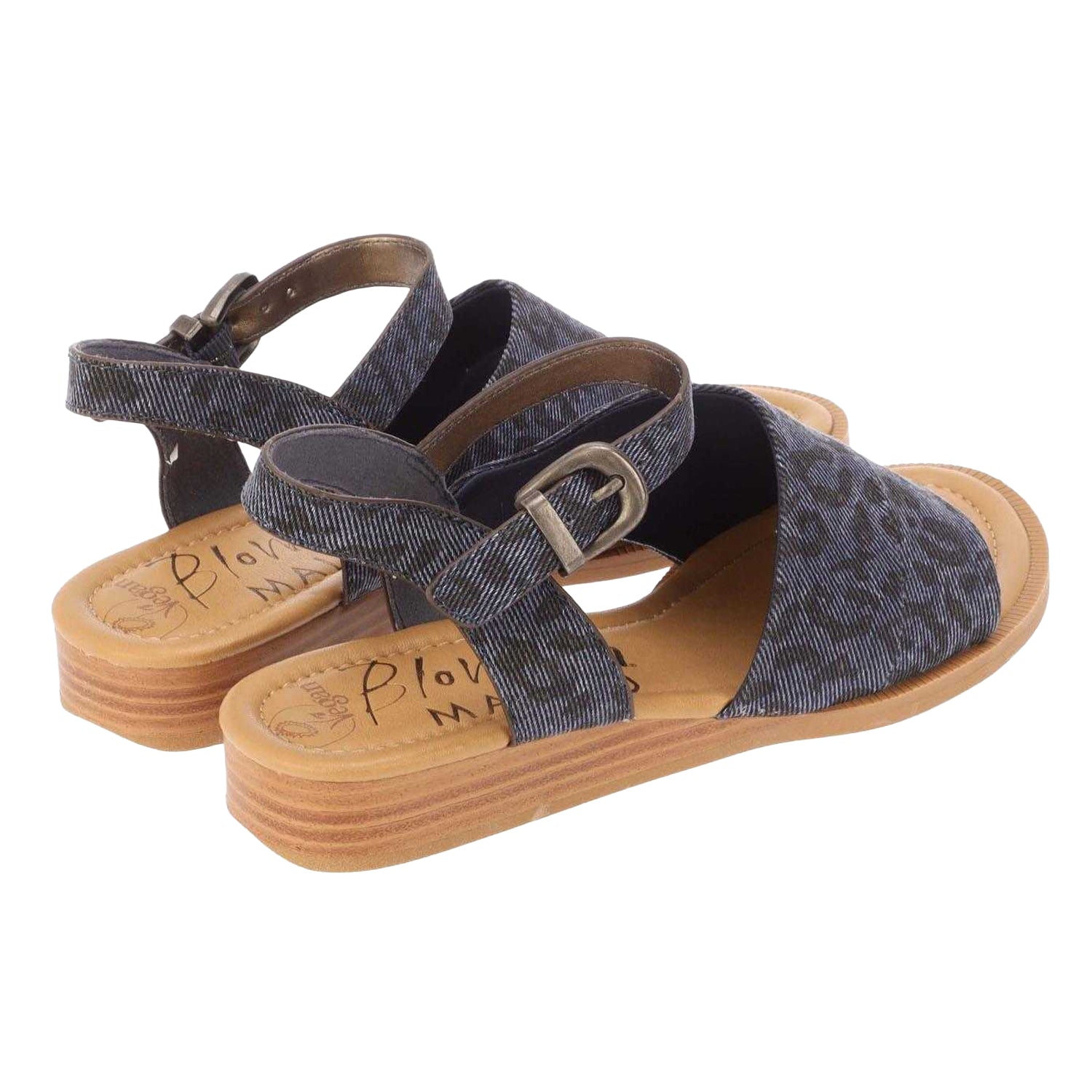 Denim - Back - Blowfish Malibu Womens-Ladies Ardice Leopard Print Sandals