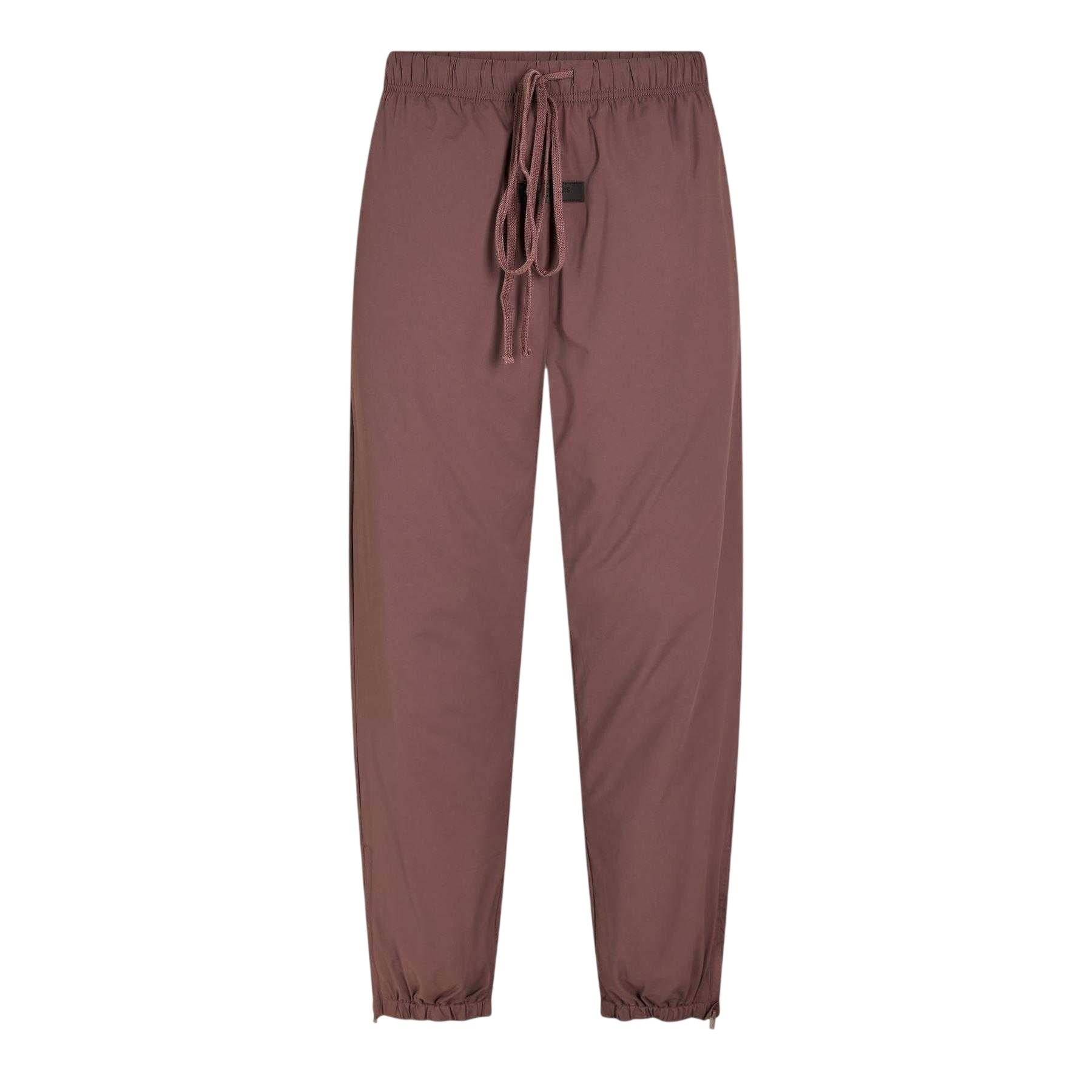 Plum - Front - Fear Of God Essentials Mens Woven Open Hem Relaxed Fit Tracksuit Bottoms
