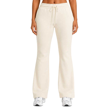 Cream - Front - I Saw It First Womens-Ladies Flared Open Hem Relaxed Fit Joggers
