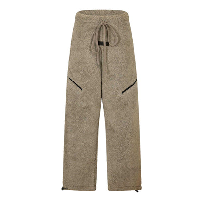 Oatmeal Grey - Front - Fear Of God Essentials Mens Fleece Open Hem Relaxed Fit Jogging Bottoms