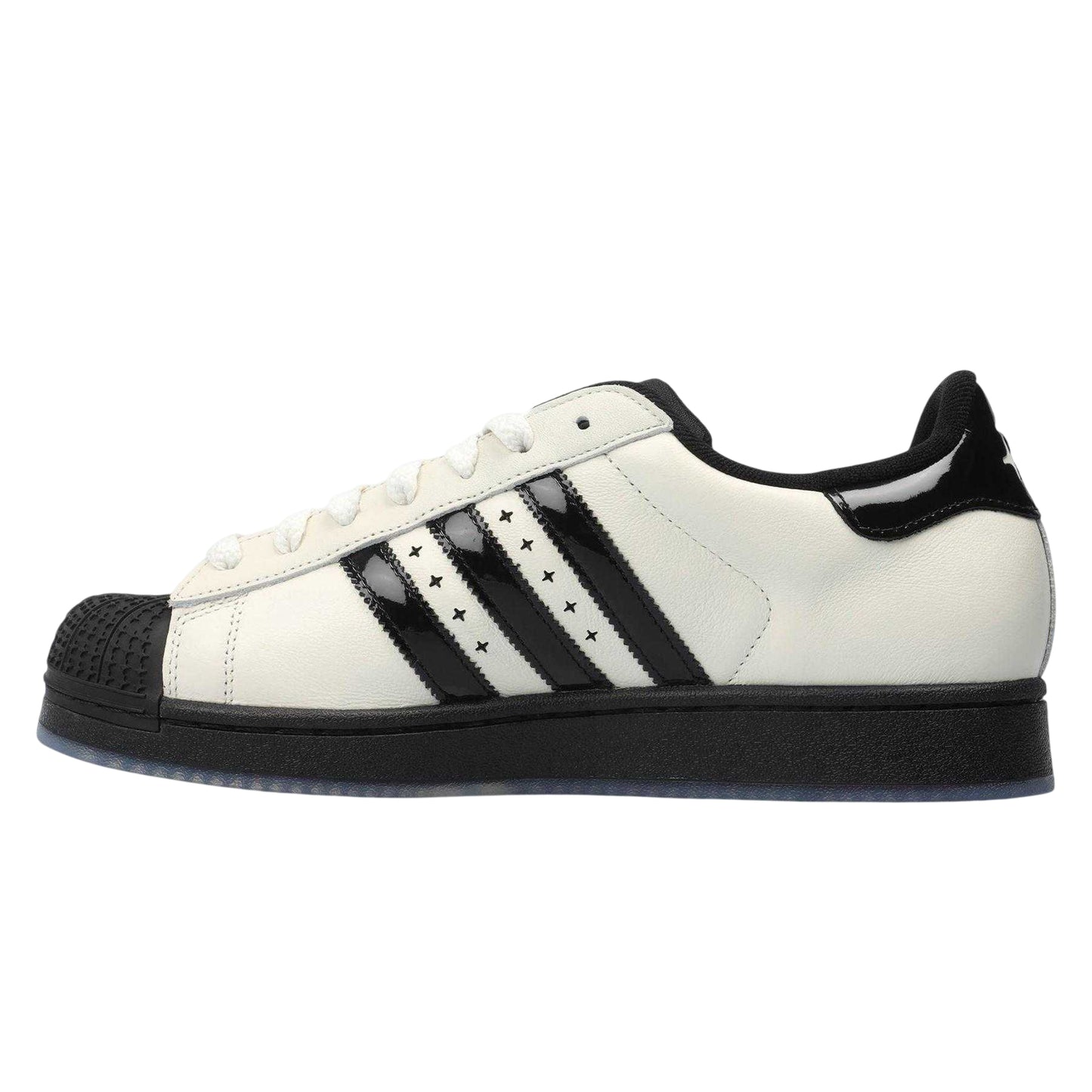 Off White-Core Black - Side - Adidas Womens-Ladies X Drama Call Leather Flat Trainers