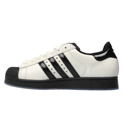 Off White-Core Black - Side - Adidas Womens-Ladies X Drama Call Leather Flat Trainers