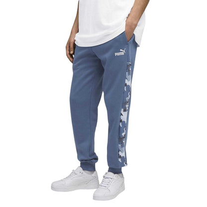 Dark Indigo - Side - Puma Mens Essentials Fleece Camo Jogging Bottoms