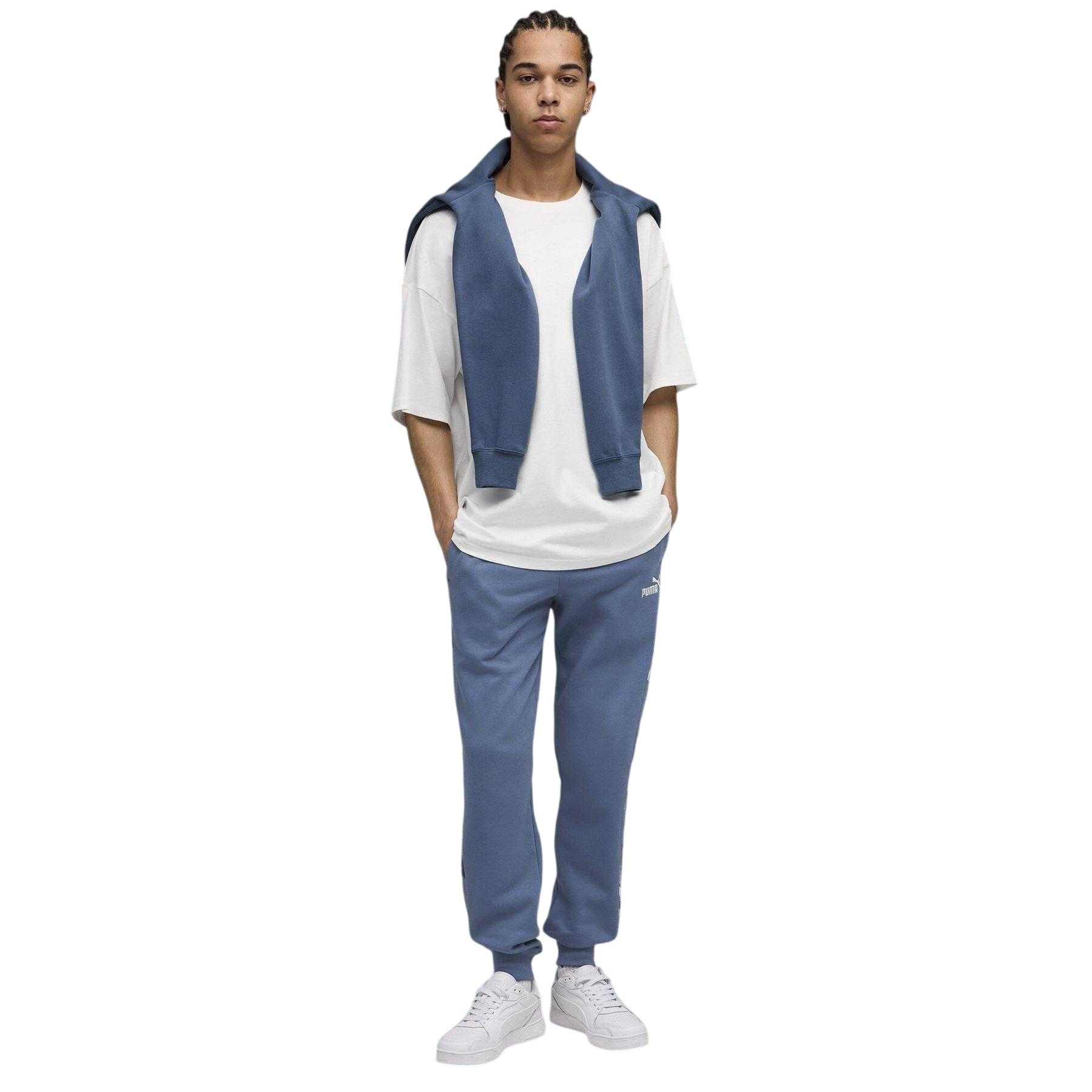 Dark Indigo - Pack Shot - Puma Mens Essentials Fleece Camo Jogging Bottoms