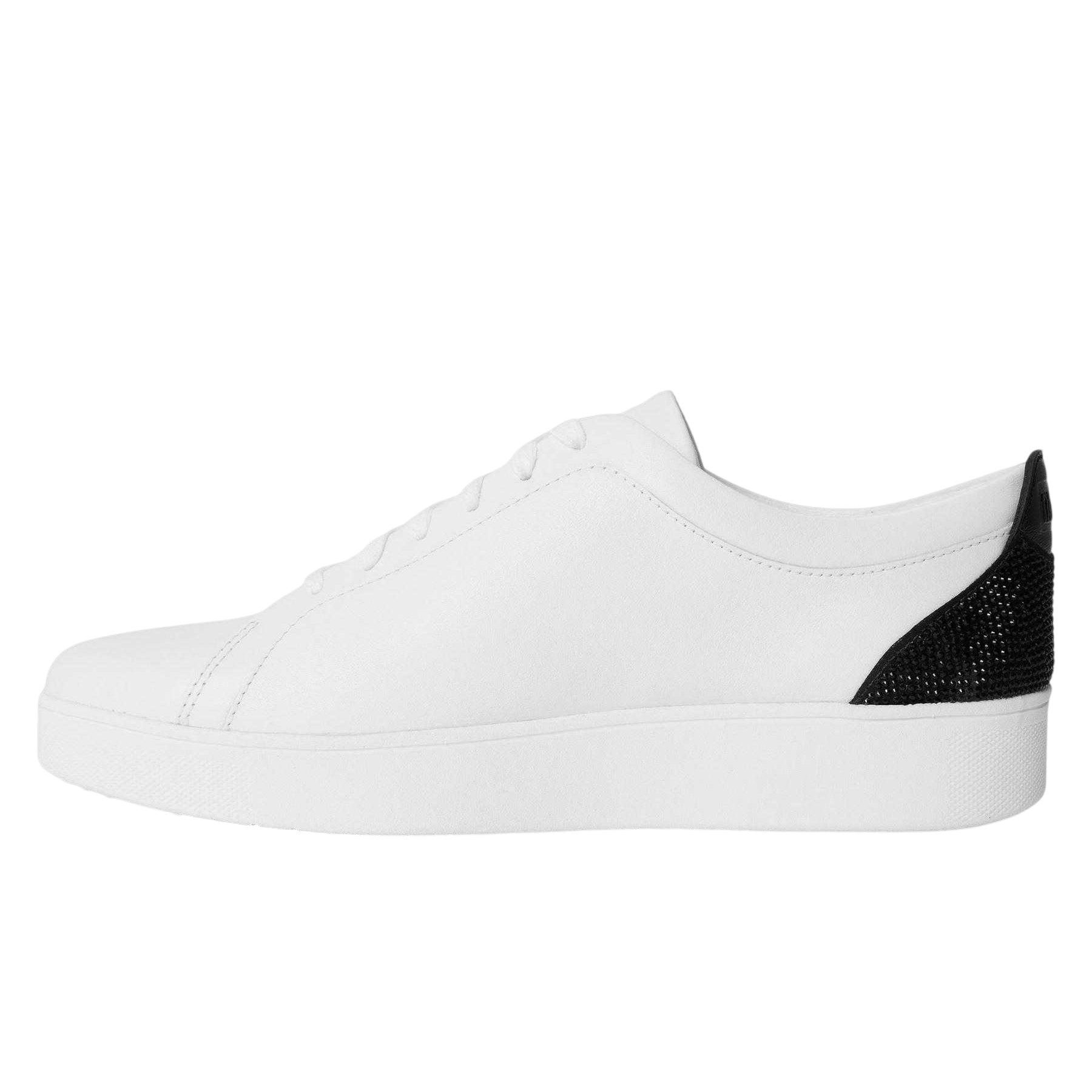 White - Back - FitFlop Womens-Ladies Rally Crysta Leather Shoes