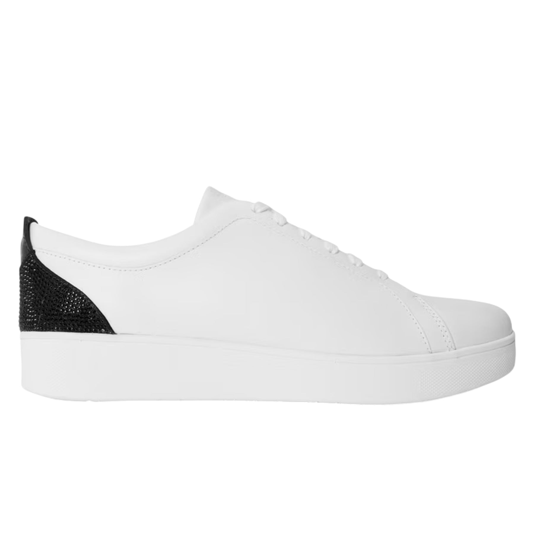 White - Front - FitFlop Womens-Ladies Rally Crysta Leather Shoes