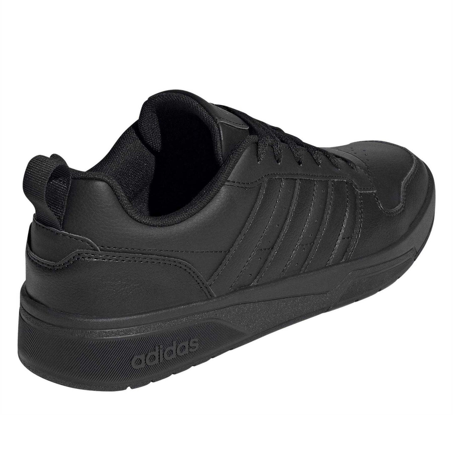 Triple Black - Back - Adidas Mens Courtwave 3 Stripes Flat Trainers