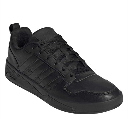 Triple Black - Pack Shot - Adidas Mens Courtwave 3 Stripes Flat Trainers