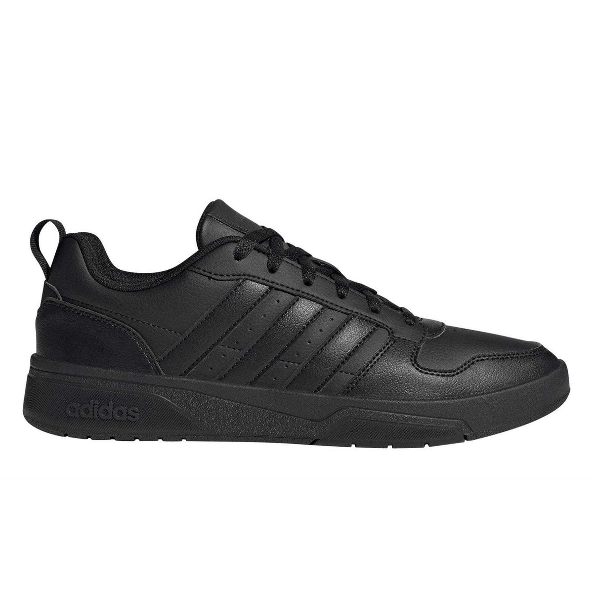 Triple Black - Front - Adidas Mens Courtwave 3 Stripes Flat Trainers