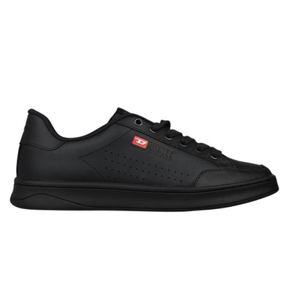 Black - Front - Diesel Mens S Athene Leather Flat Trainers