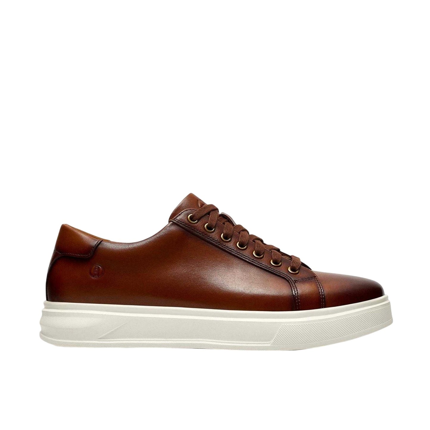 Tan - Front - Clarks Mens Goswell Leather Low Cut Trainers
