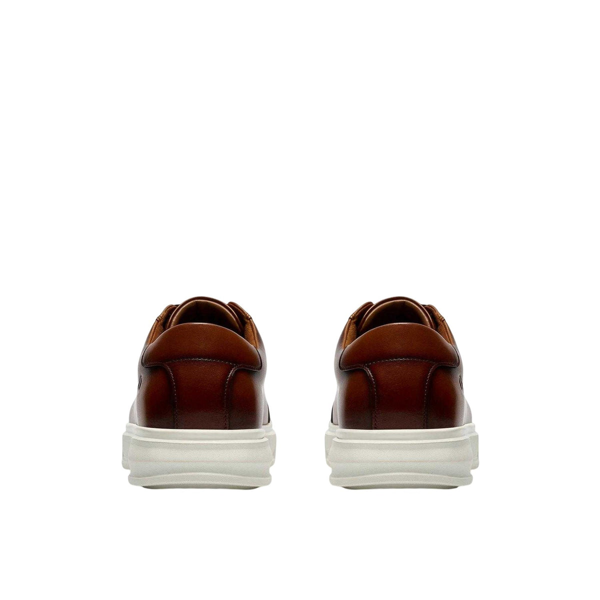 Tan - Back - Clarks Mens Goswell Leather Low Cut Trainers