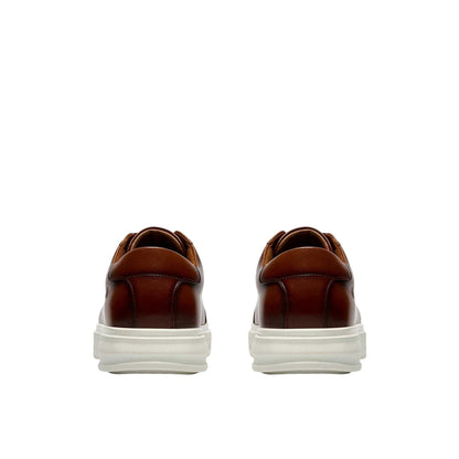 Tan - Back - Clarks Mens Goswell Leather Low Cut Trainers