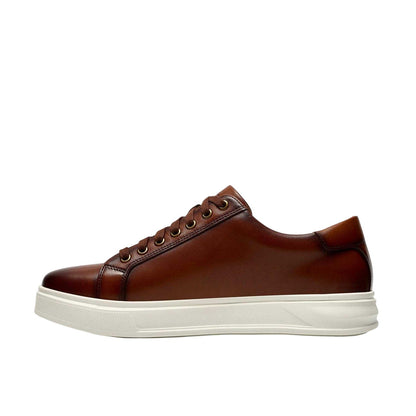 Tan - Side - Clarks Mens Goswell Leather Low Cut Trainers