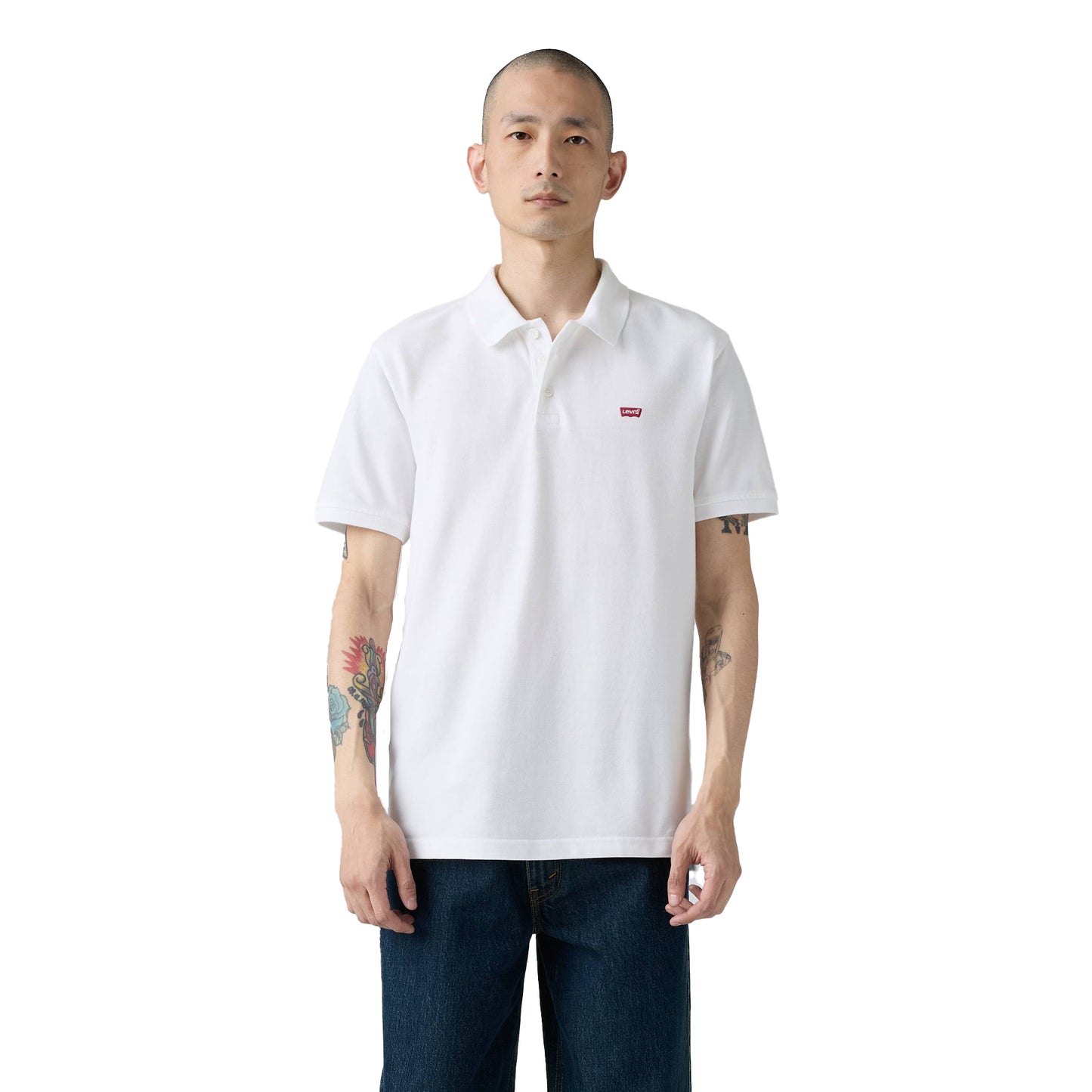 Bright White - Side - Levis Mens Housemark Slim Polo Shirt