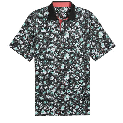 Black - Front - Puma Mens Cloudspun Abstract Camo Polo Shirt