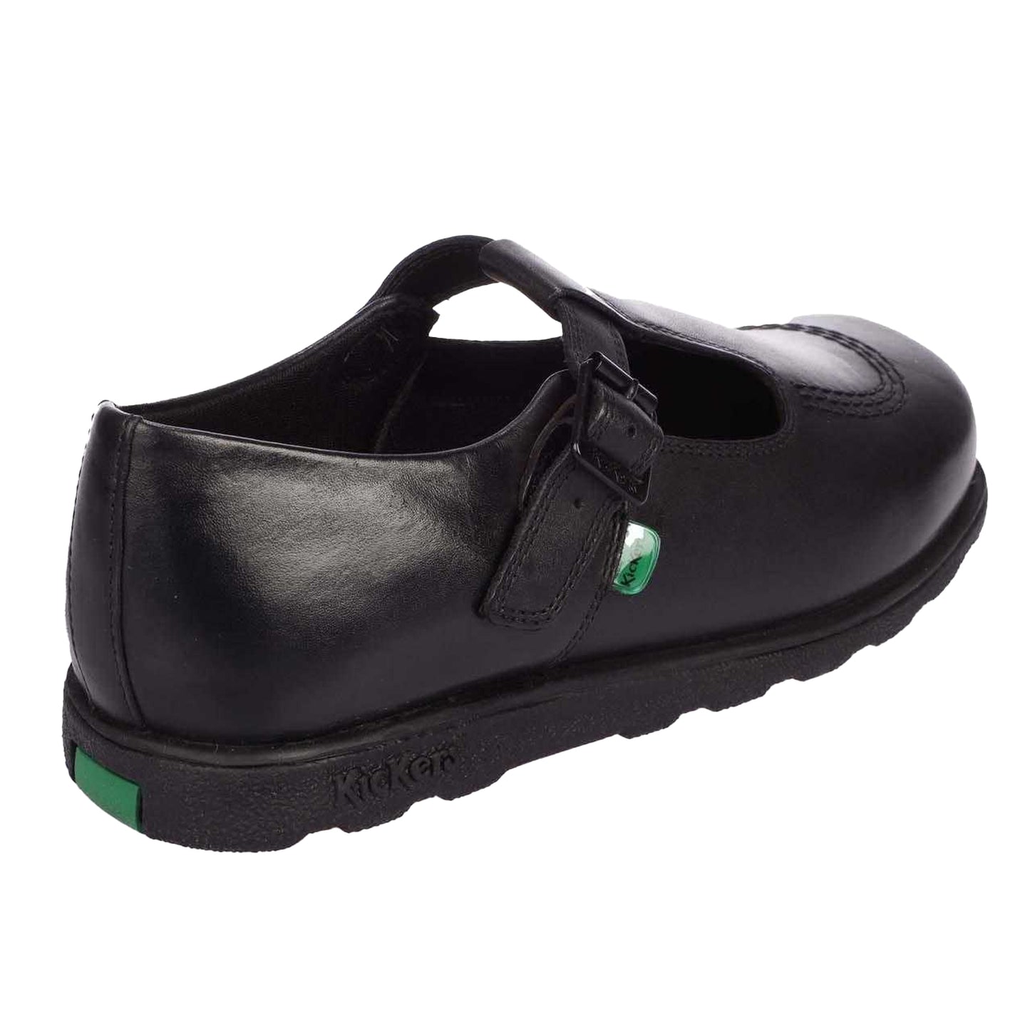 Black - Back - Kickers Womens-Ladies Fragma Leather T Buckle Work Shoes