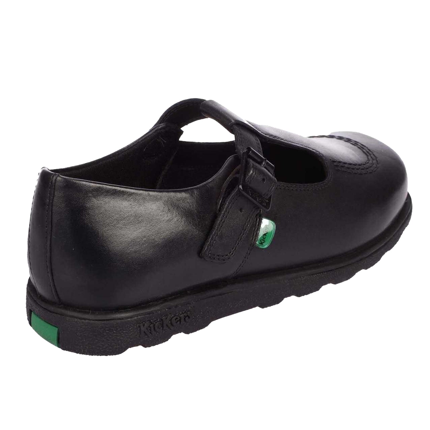 Black - Back - Kickers Womens-Ladies Fragma Leather T Buckle Work Shoes