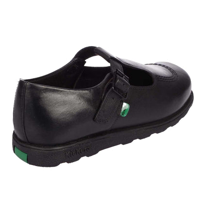 Black - Back - Kickers Womens-Ladies Fragma Leather T Buckle Work Shoes