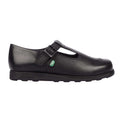Black - Side - Kickers Womens-Ladies Fragma Leather T Buckle Work Shoes